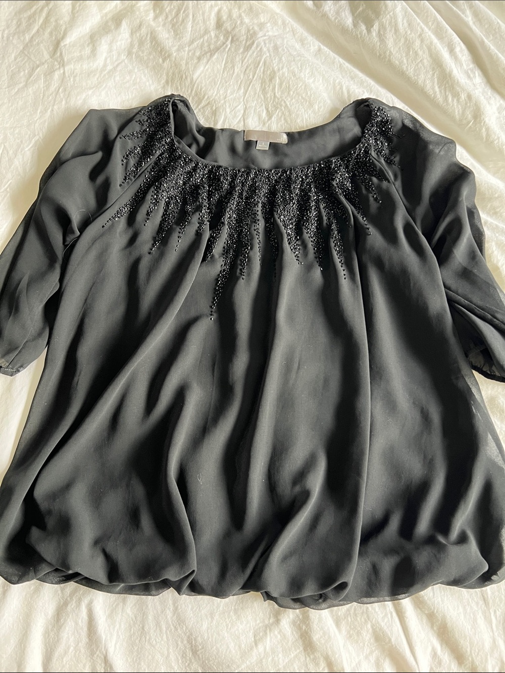 Forever 21 Black Beaded Peasant Blouse